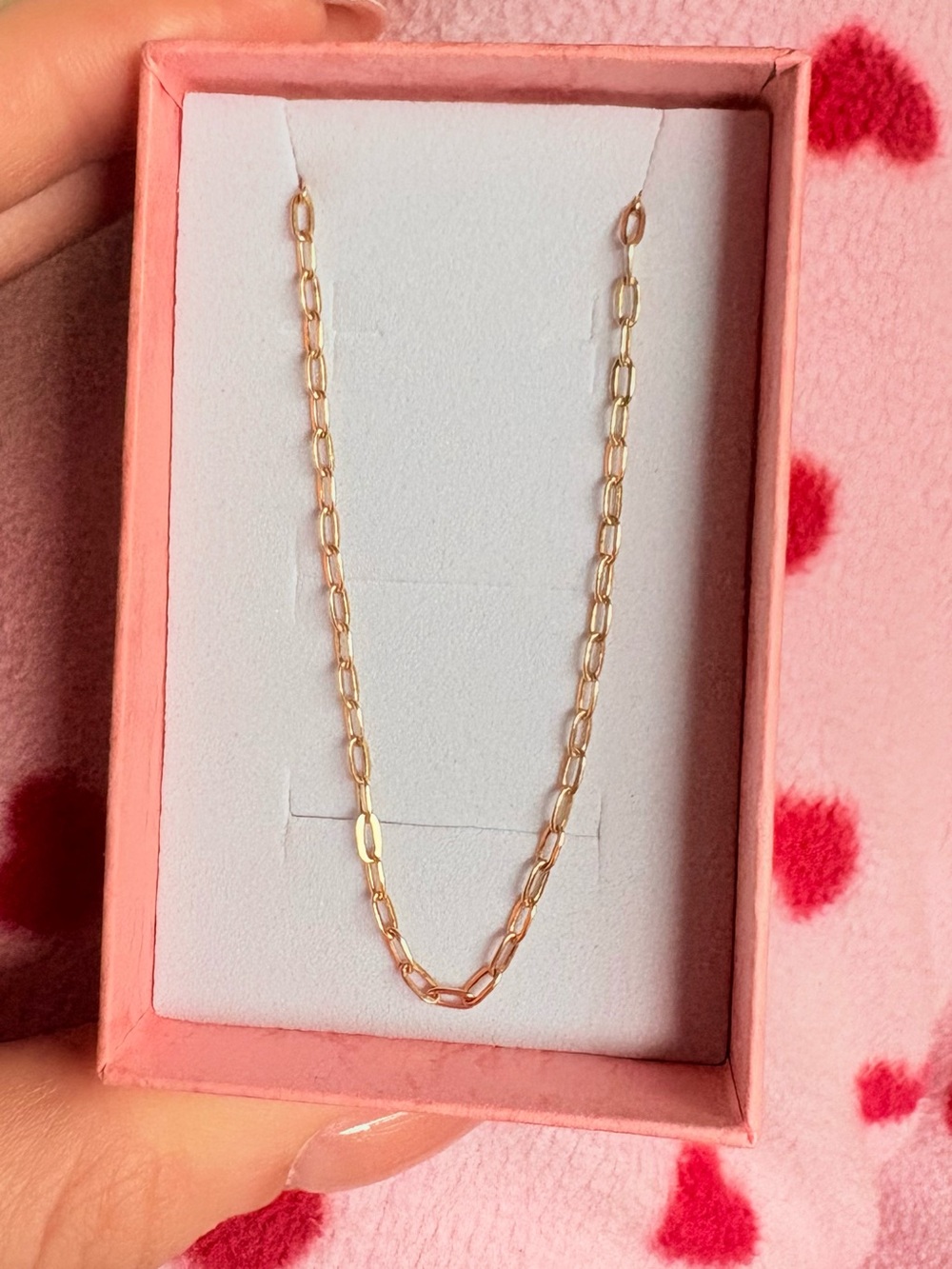 Delicate 10k real  Gold Paperclip Chain Necklace - Women Jewelry size 18 inch